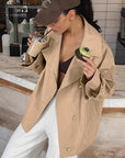 Vintage-Inspired Loose Fit Cardigan with Large Lapel