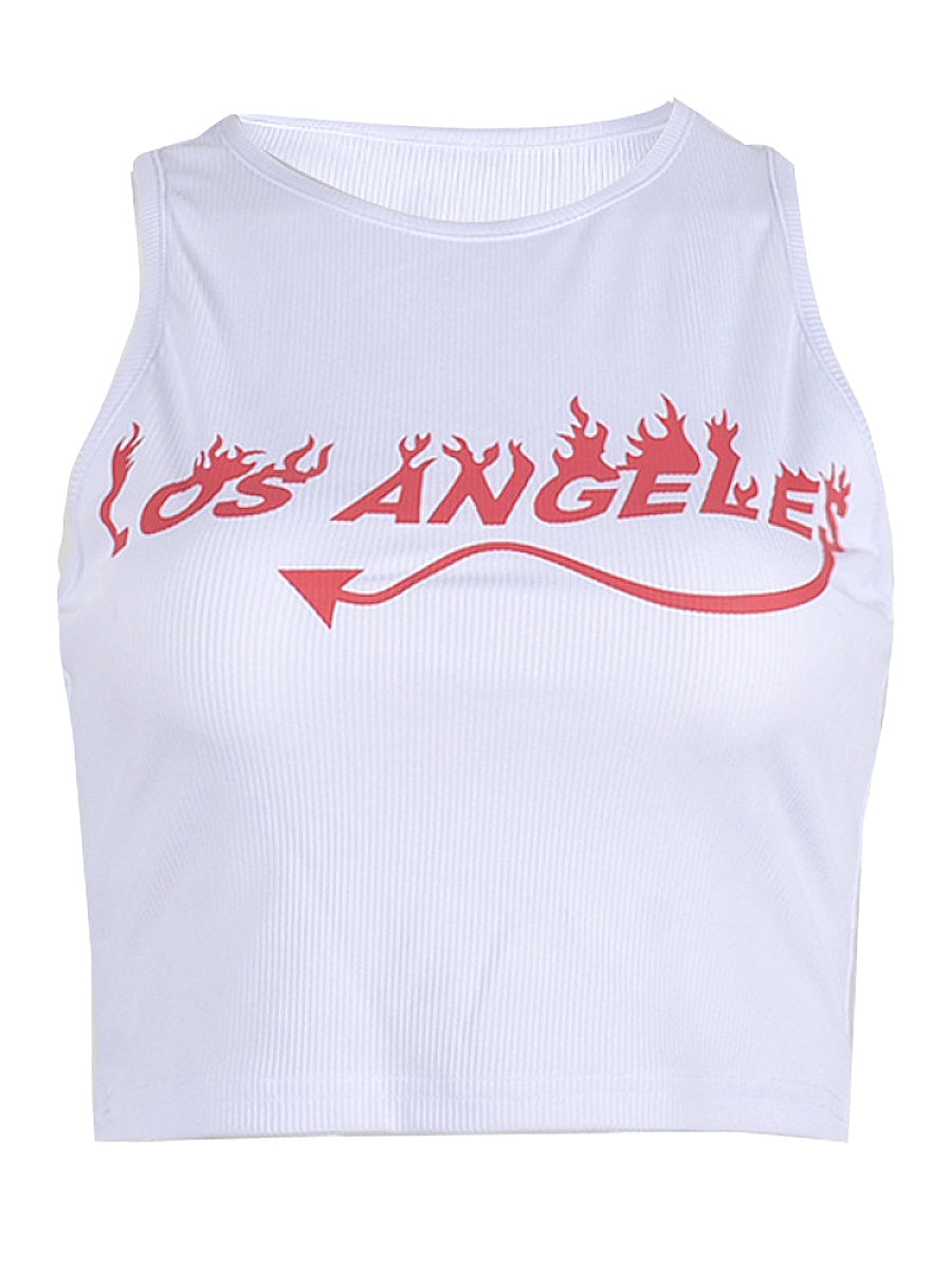 Summer Cropped Letter Print Tank Top