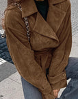 Suede Waist Tie Coat for Women