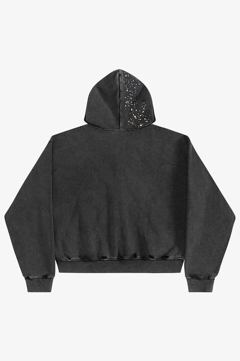 Trendy Loose-Fit Zip-Up Hoodie with Rhinestones