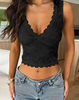 Lace Trim V-Neck Cropped Camisole Top