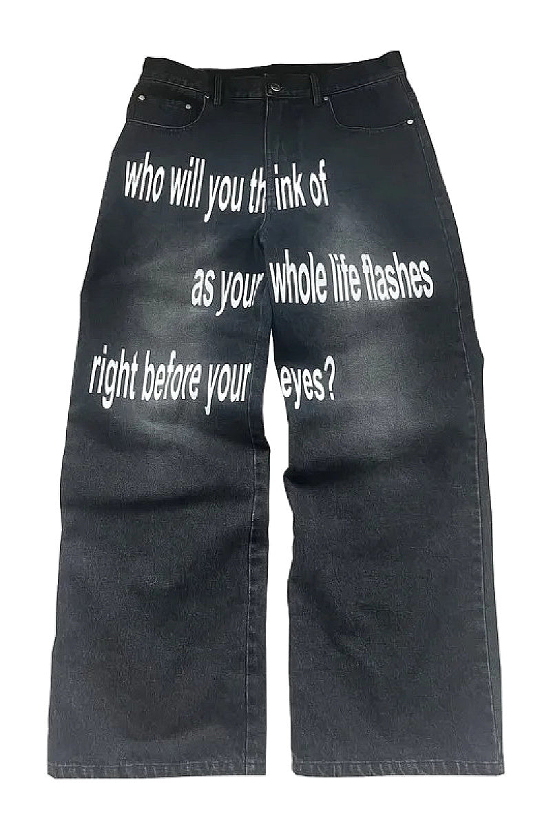 Vintage American Pattern Denim Shorts for Men