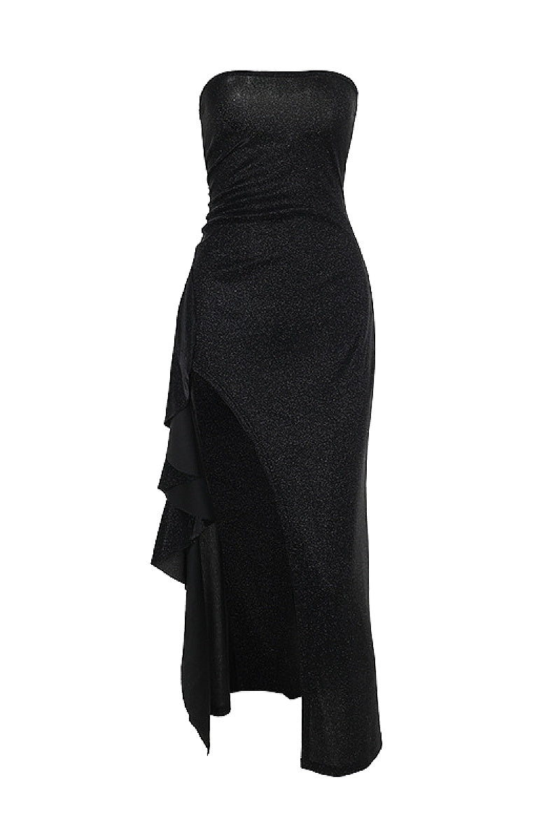 Elegant Strapless Bodycon Dress with Slit