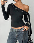 Sexy Asymmetrical Long Sleeve T-Shirt