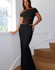 Off Shoulder Sheer Hollow Out Dress for Women