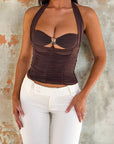 Fashionable Halter Top with Metal Ring