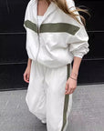 Casual Color Block Hoodie Set for Women