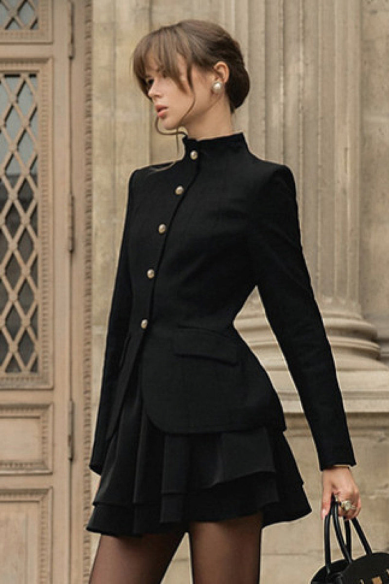 Vintage American Style College Blazer and A-Line Skirt Set