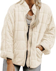 Solid Color Stand Collar Cotton Jacket for Women