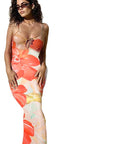 Sexy Hollow Back Floral Maxi Dress