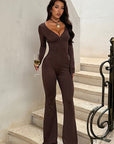 Trendy Long Sleeve Zip Jumpsuit for Running
