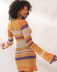 Autumn New Sexy Hollow Striped Knit Dress