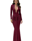 Elegant Long Sleeve U-Neck Dress for Women