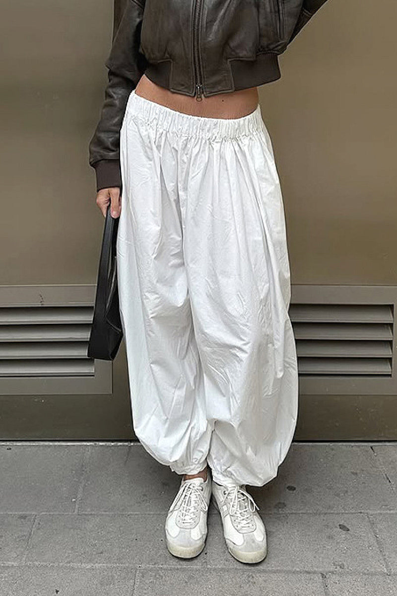 High Waist White Casual Wide Leg Pants for Women