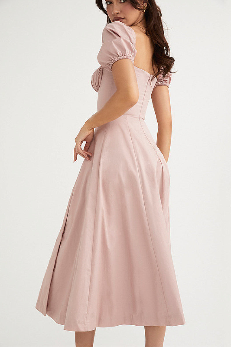 Summer French Style Puff Sleeve Dress
