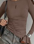 American Style Sexy Slim Fit Irregular Long Sleeve T-Shirt