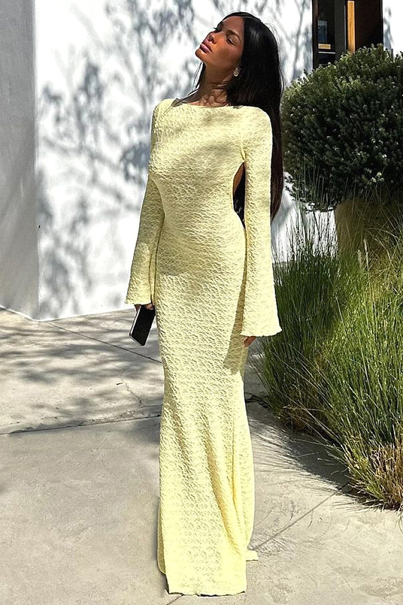 Elegant Backless Long Sleeve Dress