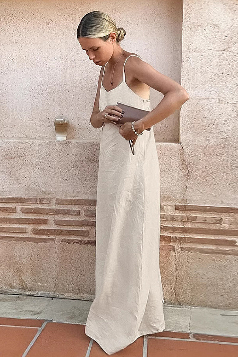 Summer Casual Cotton Linen A-Line Dress for Women