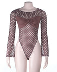 Elegant Sheer Polka Dot Jumpsuit for Beach Vacation