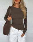 Asymmetrical Hem Long Sleeve Top for Women