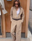 Chic Khaki Utility Jumpsuit for Women