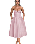 Fashionable Waist-Defined Spaghetti Strap Dress