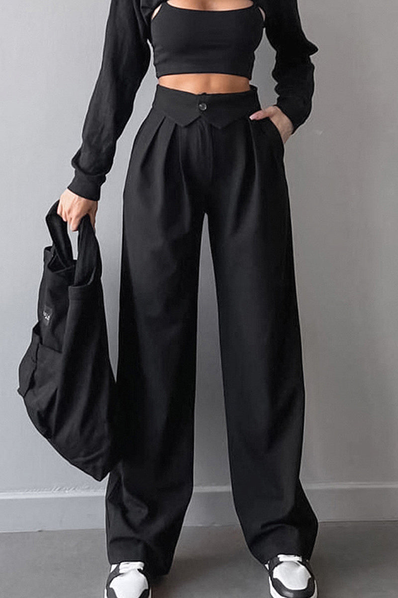 Rive Pleated Wide-Leg Trousers