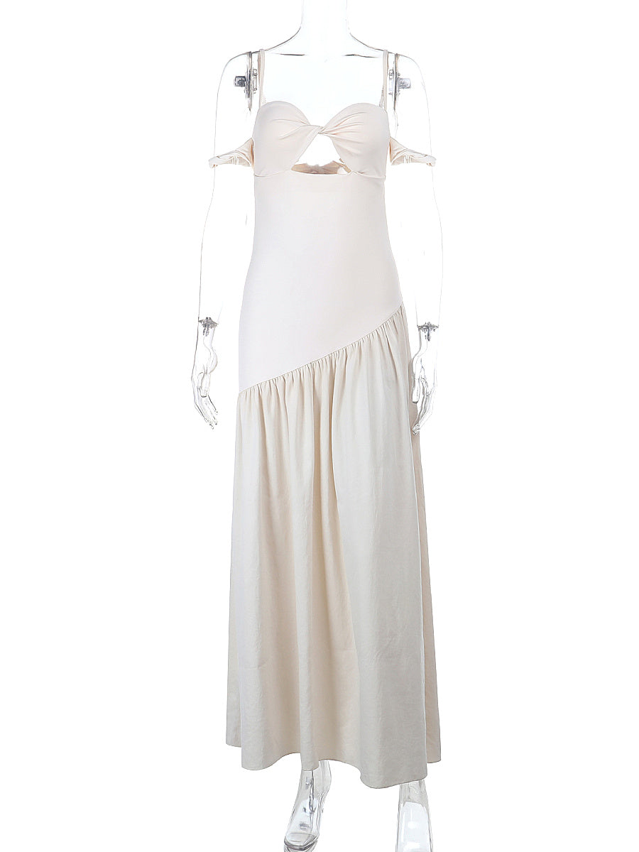Elegant Off-Shoulder Spliced Dress