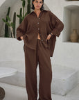 Casual Cotton Linen Khaki Shirt and Pants Set