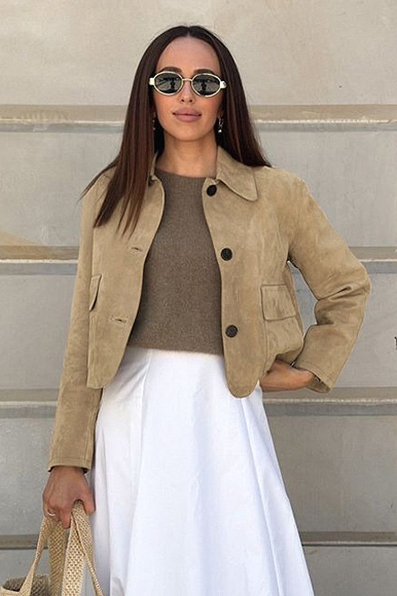 Chic Brown Suede Jacket for Women