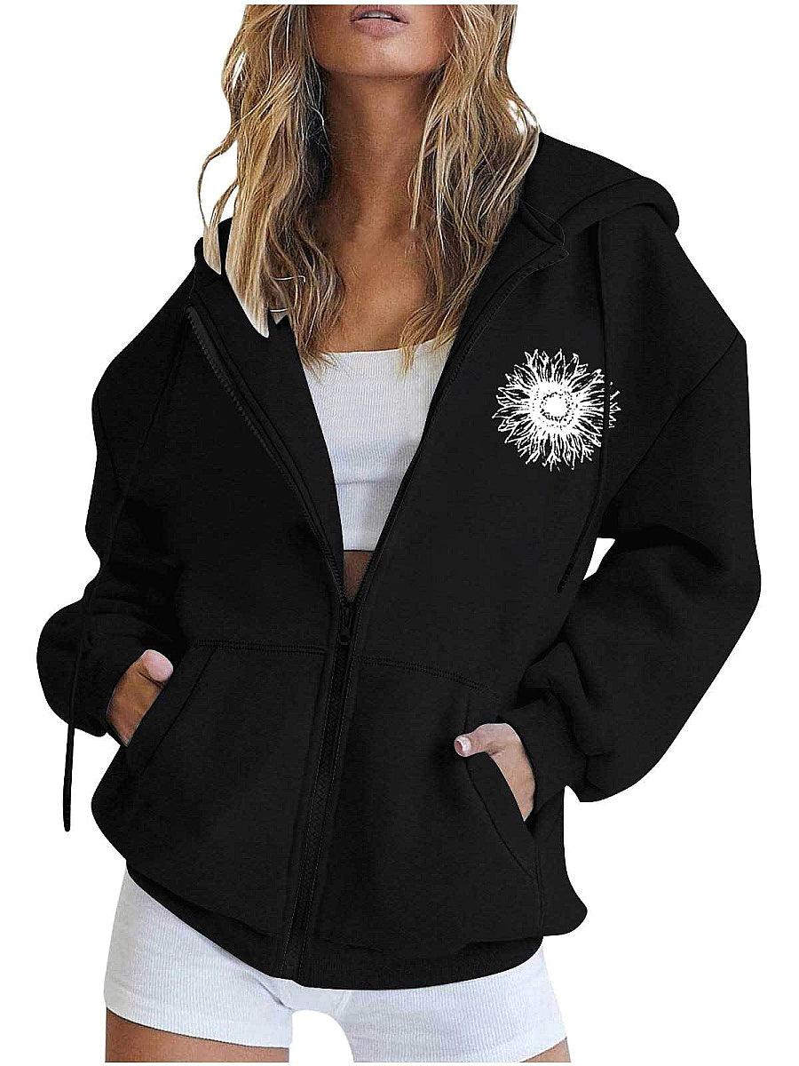 Plus Size Zip-Up Hoodie Cardigan for Women