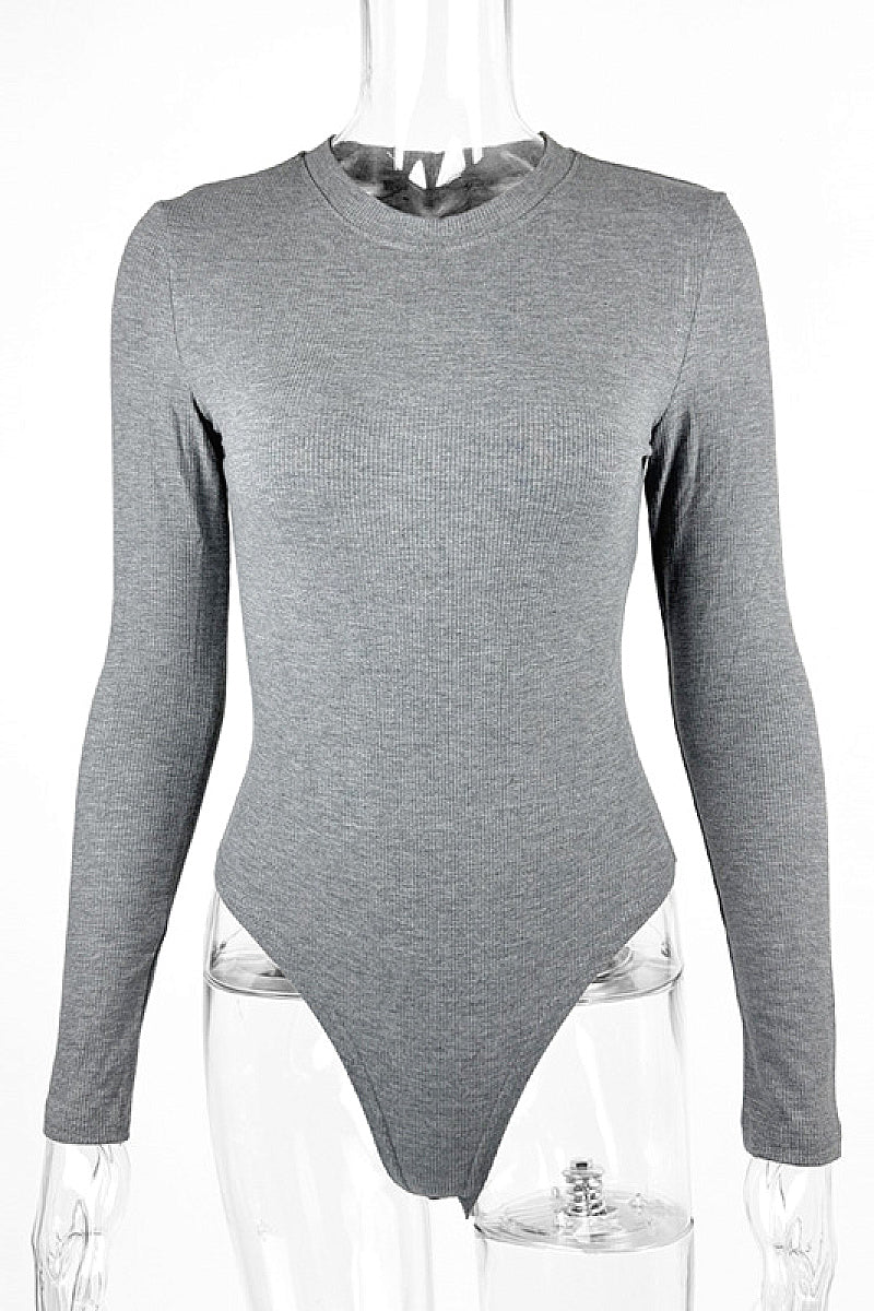 Spring Women's Ribbed Long Sleeve Bodysuit