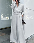 Chic Gray Hooded Sweatshirt and Pants Set