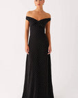 Elegant Polka Dot Strapless Maxi Dress