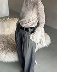 French Style Lace Blouse with Ruffled Sleeves