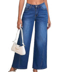 Fashionable Loose Stitching Wide Leg Jeans