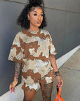 Casual Camouflage Two-Piece Set for Women