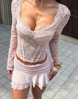 Sexy Lace Long Sleeve Top for Casual Wear