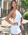 New Spring Summer Backless Ruffled Dress