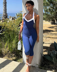 Color Block U-Neck Yoga Jumpsuit for Women
