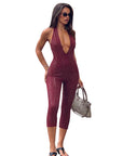 Fashionable Sleeveless Deep V Jumpsuit