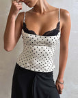 Summer Lace Splicing Polka Dot Tank Top