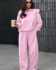 Casual Women's Hoodie Set with Wide Leg Pants