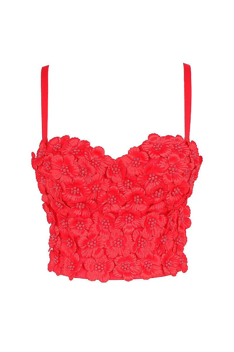 Floral Beaded Strapless Top for Women