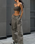 Casual Drawstring Waist Cargo Pants for Women