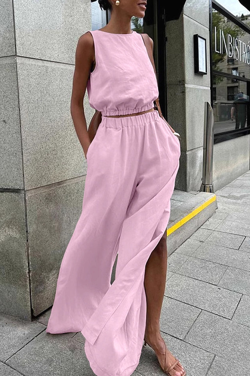 Casual Two-Piece Cotton Linen Set for Women