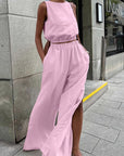 Casual Two-Piece Cotton Linen Set for Women