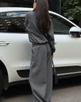 Fashion Casual Gray Hoodie Set for Women