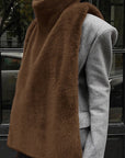 Trendy Sleeveless High Neck Faux Fur Vest