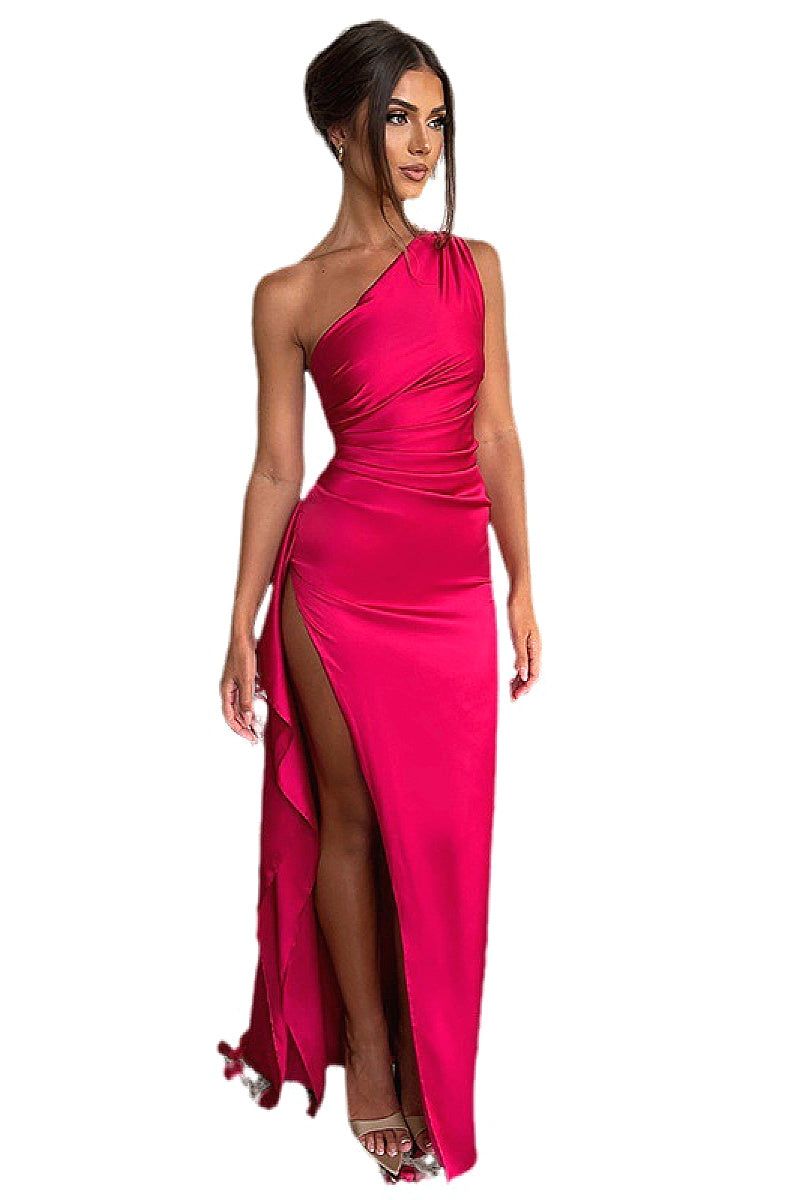 Summer Chic Asymmetrical Satin Dress for Women